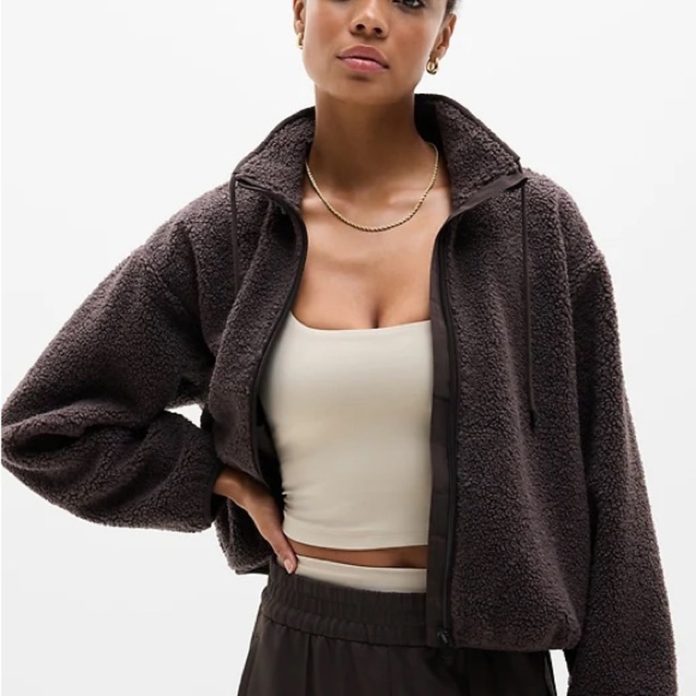 Athleta In the Clouds Dark Brown Teddy Jacket Truffle